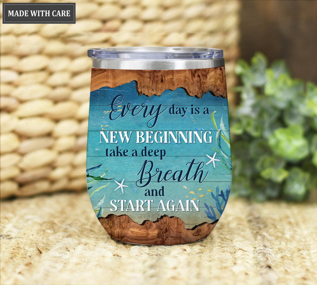 Personalized Turtle Takes A Deep Breath Wine Tumbler