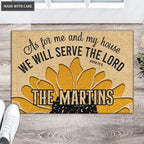 Sunflower Welcome Doormat Serve The Lord