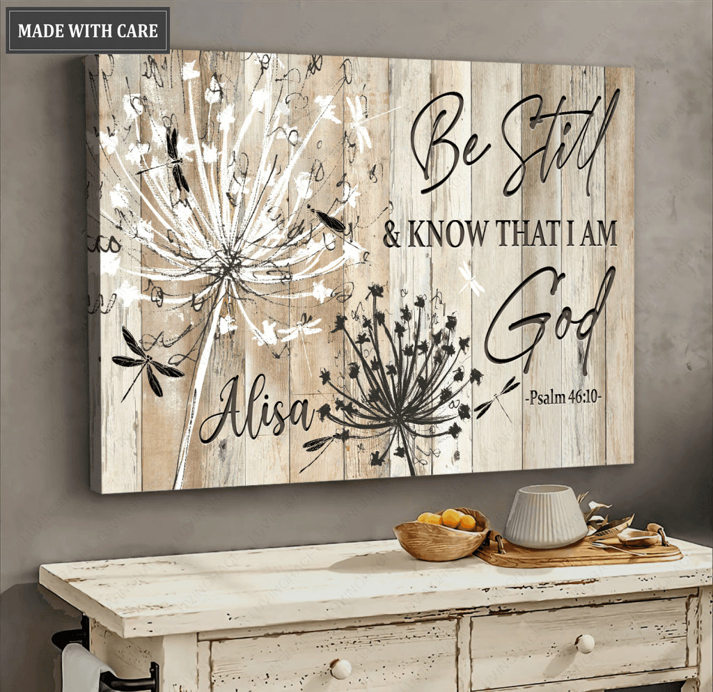 Personalized Black And White Dandelion Canvas Wall Art