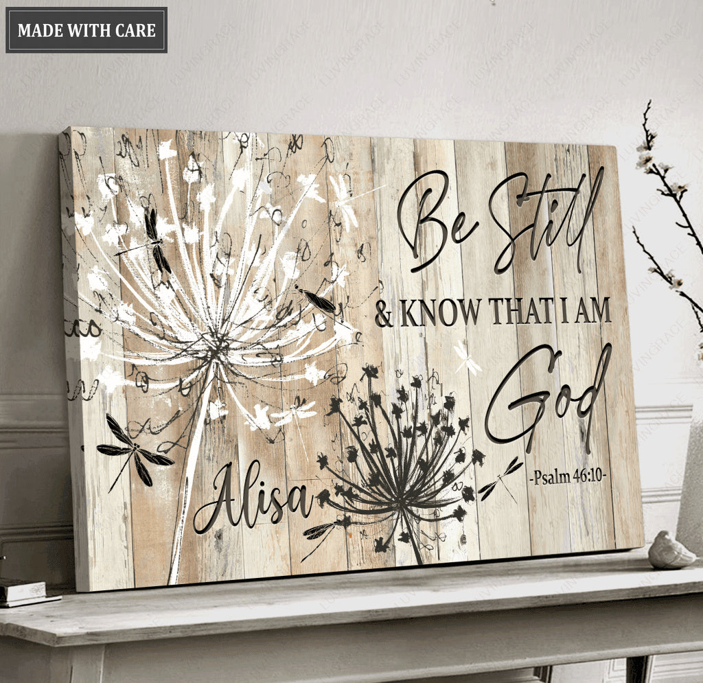 Personalized Black And White Dandelion Canvas Wall Art