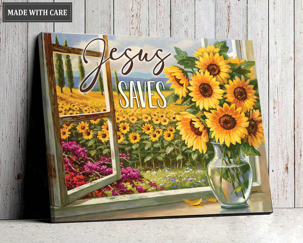 Jesus Saves Sunflower Field Wall Art