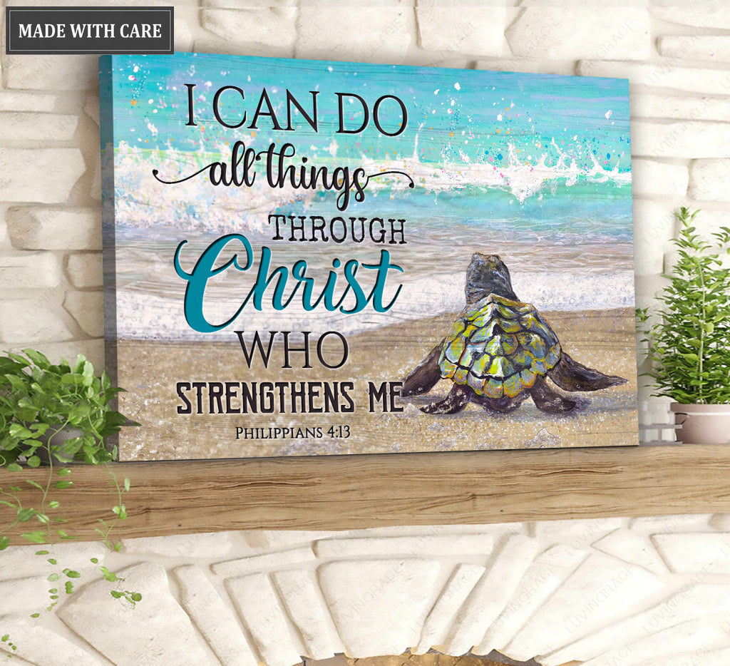 Baby Sea Turtle I Can Do All Things Wall Art