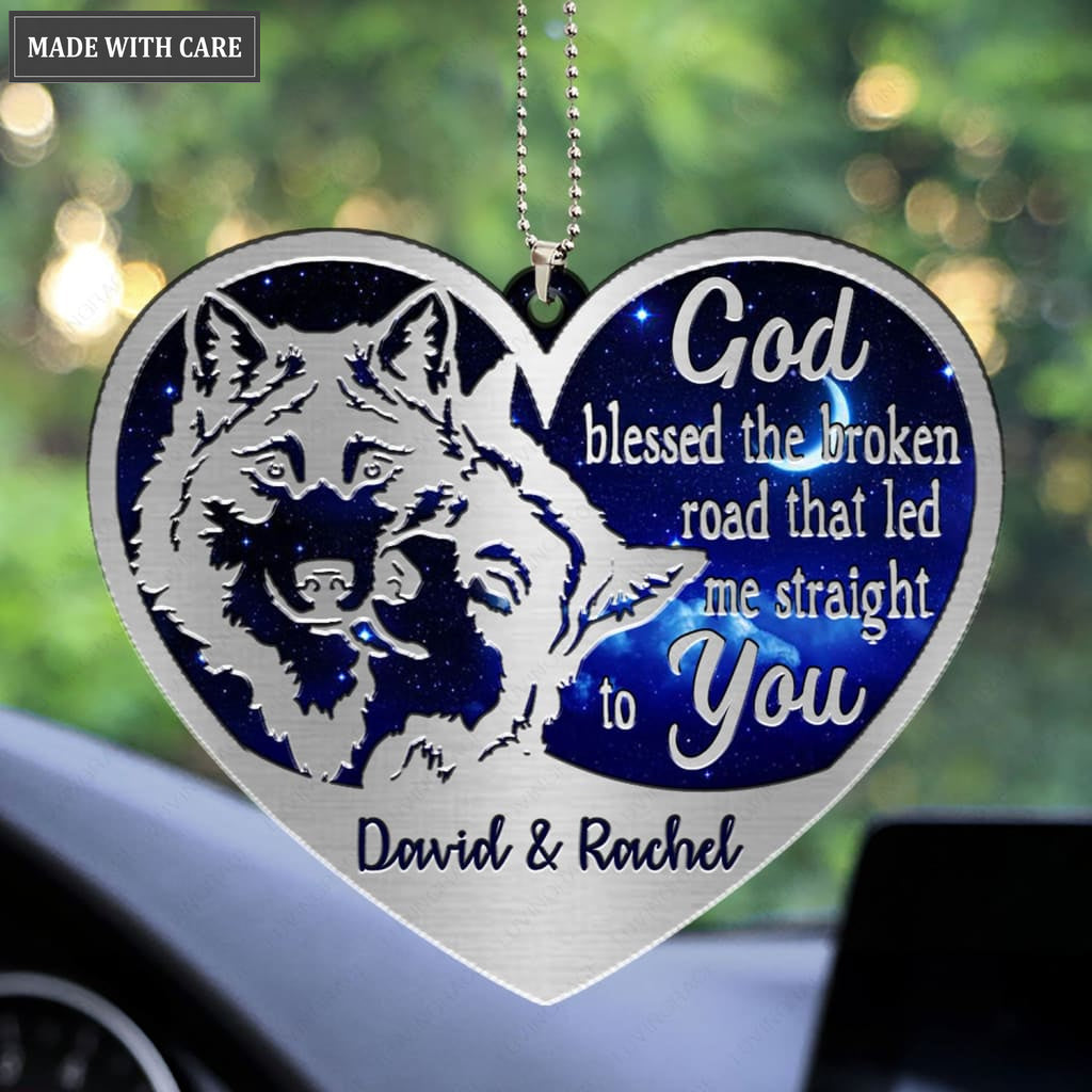 Printfamily M91 Wolf Couple God Blessed Personalized Ornament