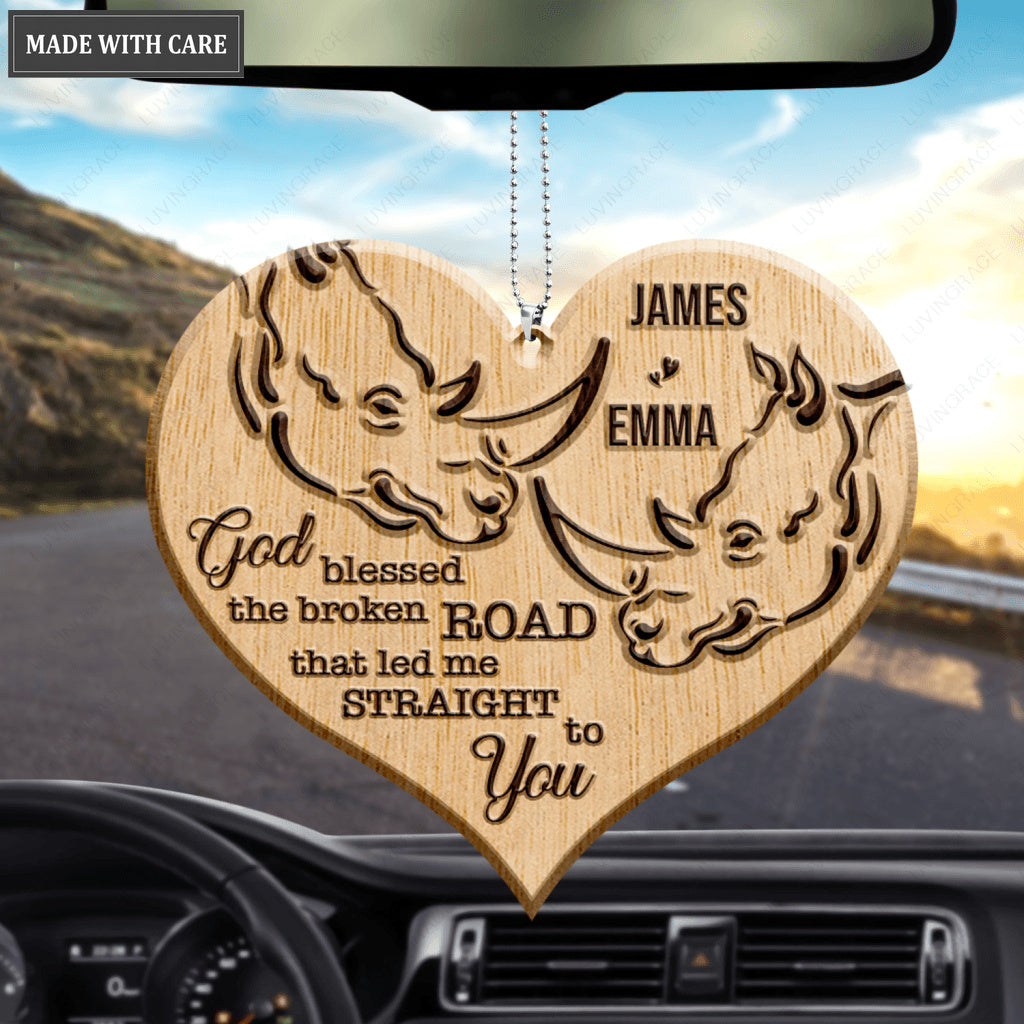 Wild Love Rhino Couple God Blessed Personalized Wood Engraved Ornaments