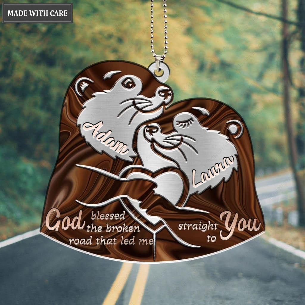 Printfamily M100 Otter Couple God Blessed Personalized Ornament