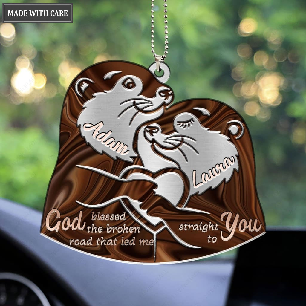 Printfamily M100 Otter Couple God Blessed Personalized Ornament
