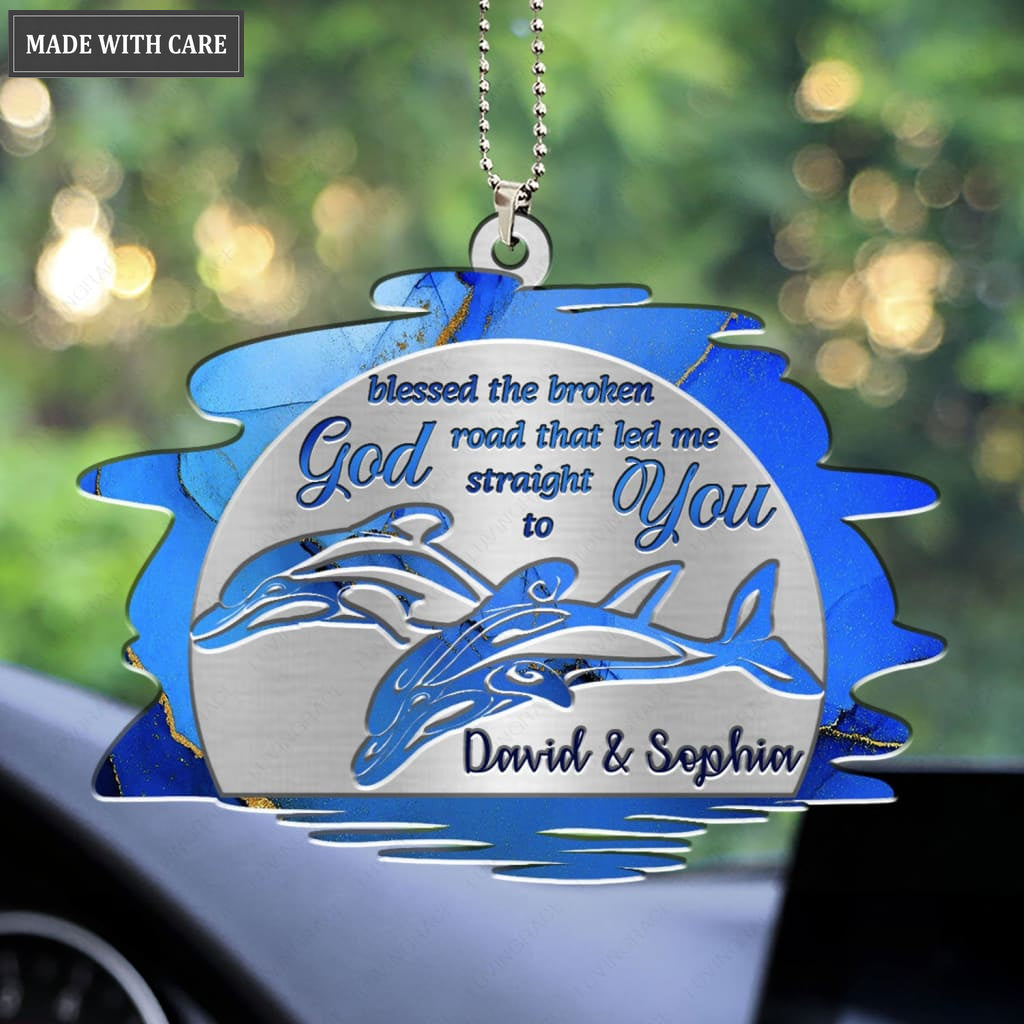 Printfamily M102 Dolphin Couple God Blessed Personalized Ornament