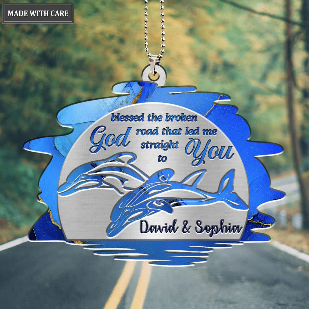 Printfamily M102 Dolphin Couple God Blessed Personalized Ornament