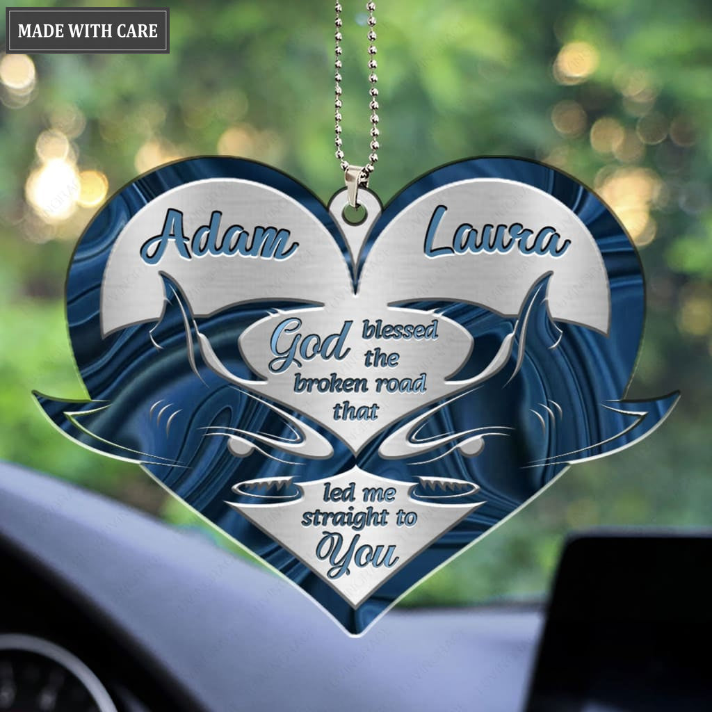 Printfamily M104 Shark Couple God Blessed Personalized Ornament