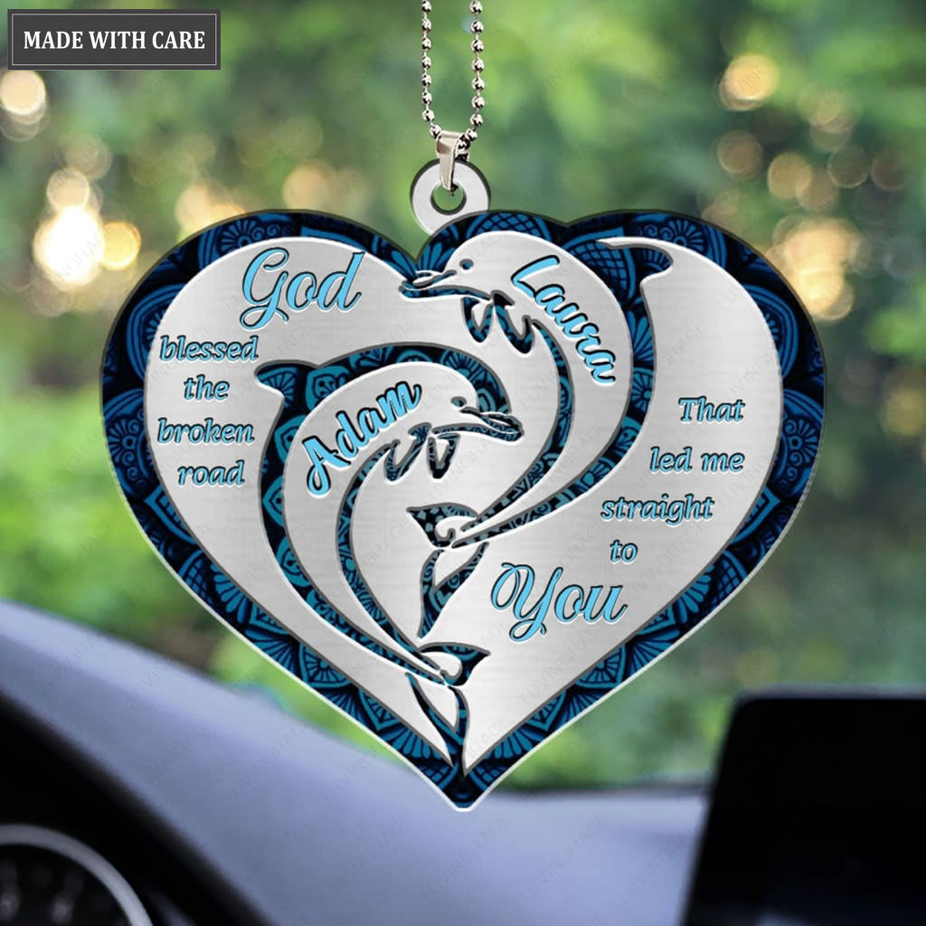 Printfamily M106 Dolphin Couple God Blessed Personalized Ornament