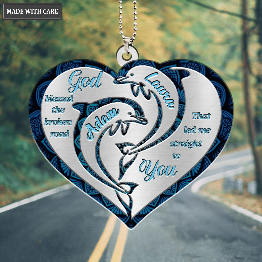 Printfamily M106 Dolphin Couple God Blessed Personalized Ornament
