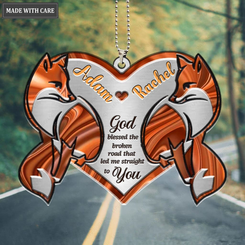 Printfamily M92 Fox Couple God Blessed Personalized Ornament