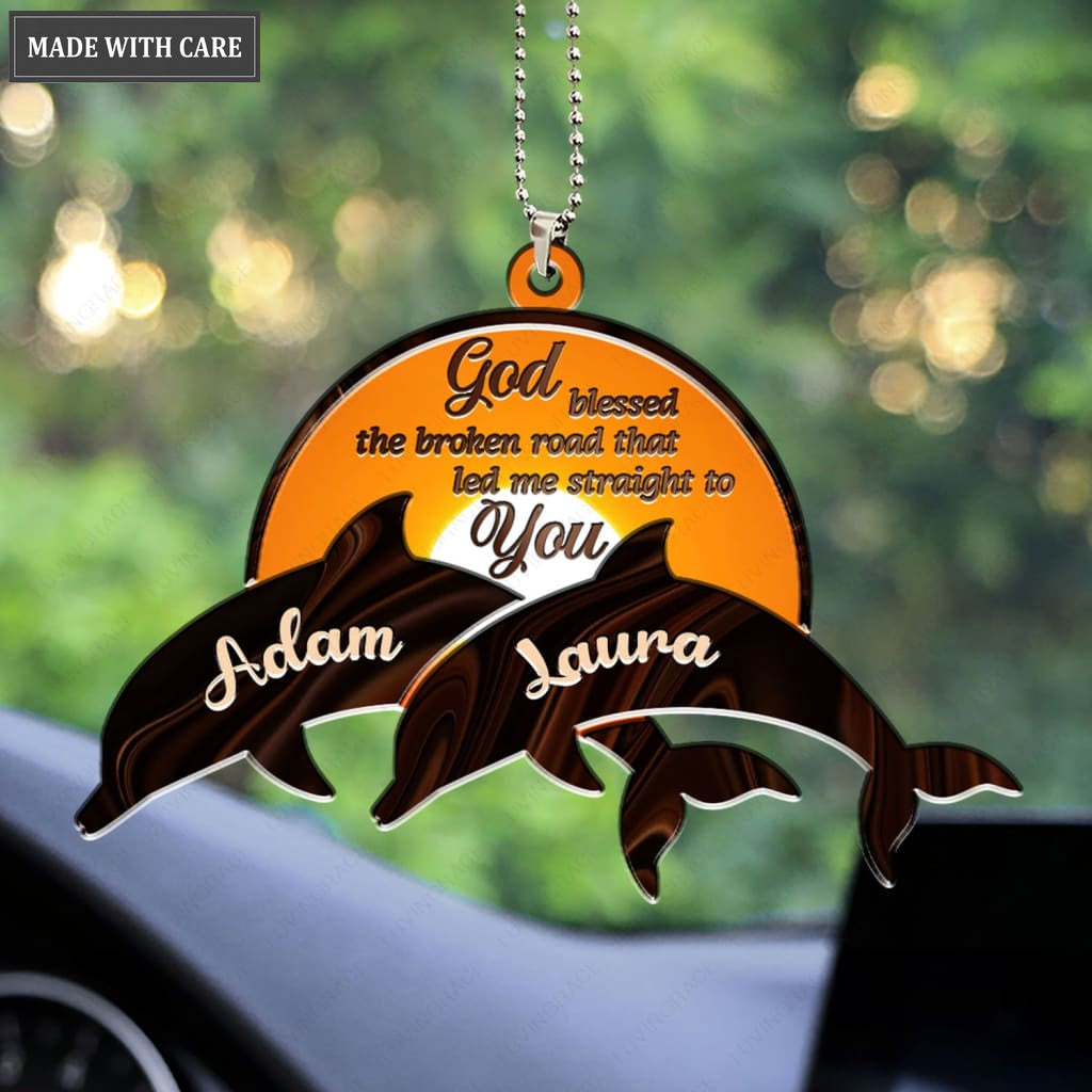 Printfamily M97 Dolphin Couple God Blessed Personalized Ornament