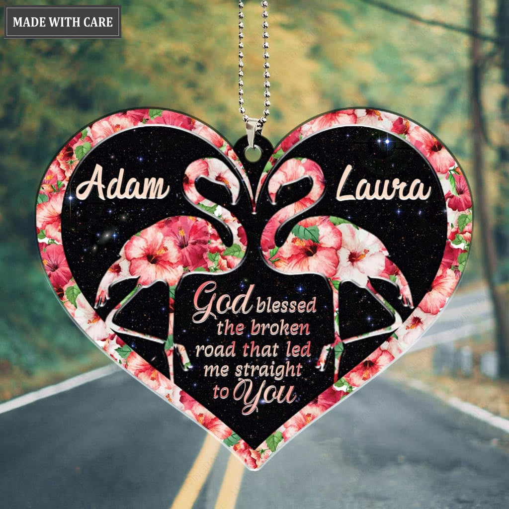 Printfamily M98 Flamingo Couple God Blessed Personalized Ornament
