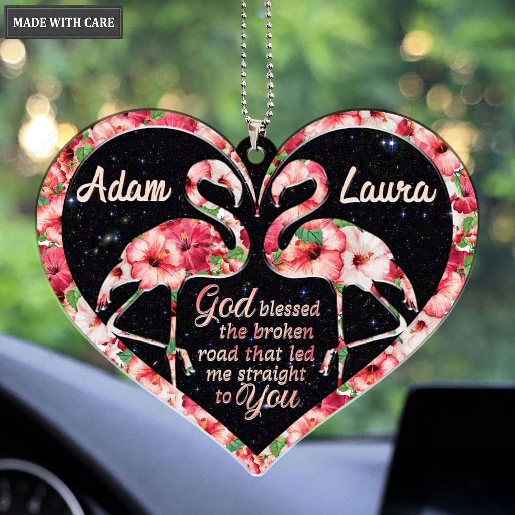 Printfamily M98 Flamingo Couple God Blessed Personalized Ornament