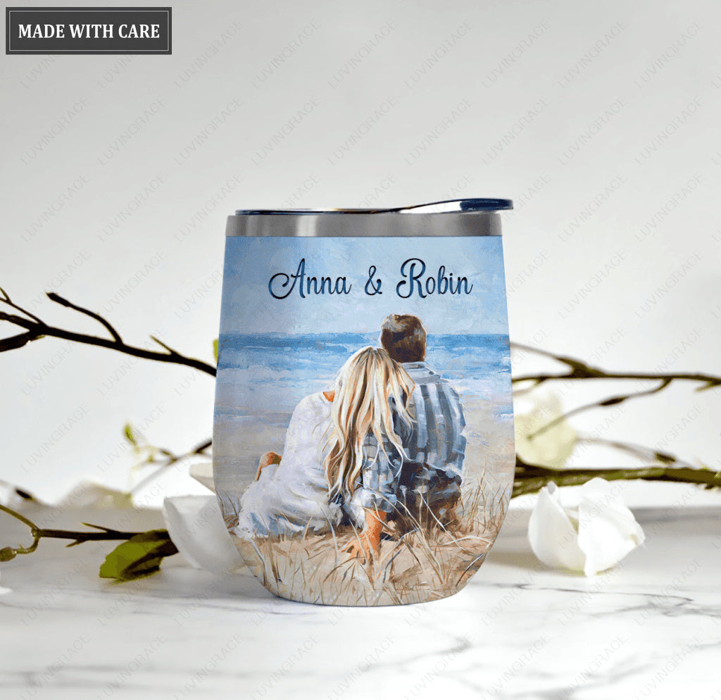Personalized Couple God Blessed Wine Tumbler