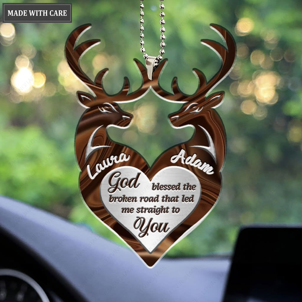 Printfamily M107 Deer Couple God Blessed Personalized Ornament