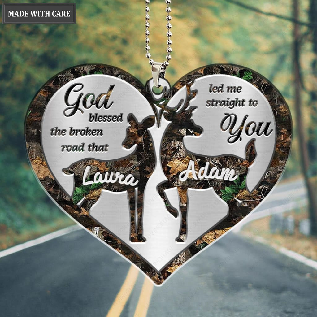 Printfamily M108 Deer Couple God Blessed Personalized Ornament