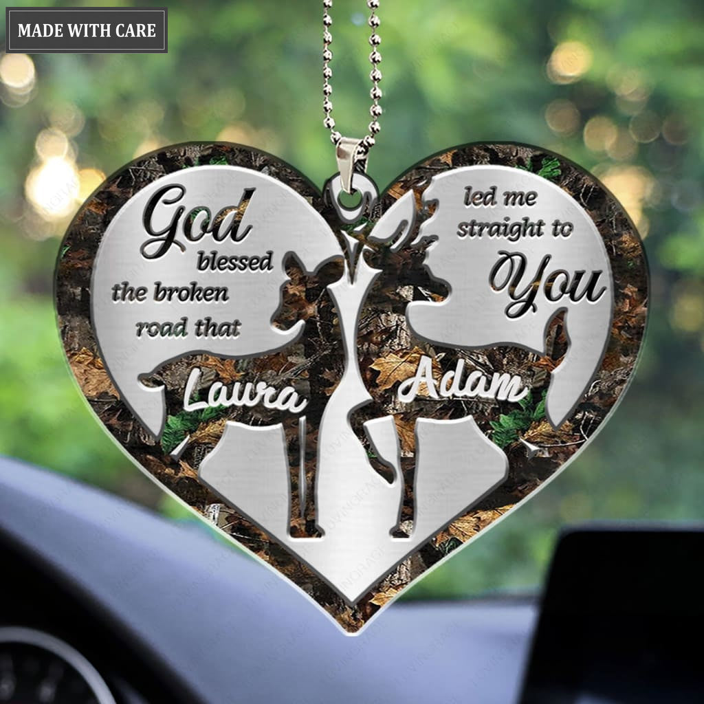 Printfamily M108 Deer Couple God Blessed Personalized Ornament