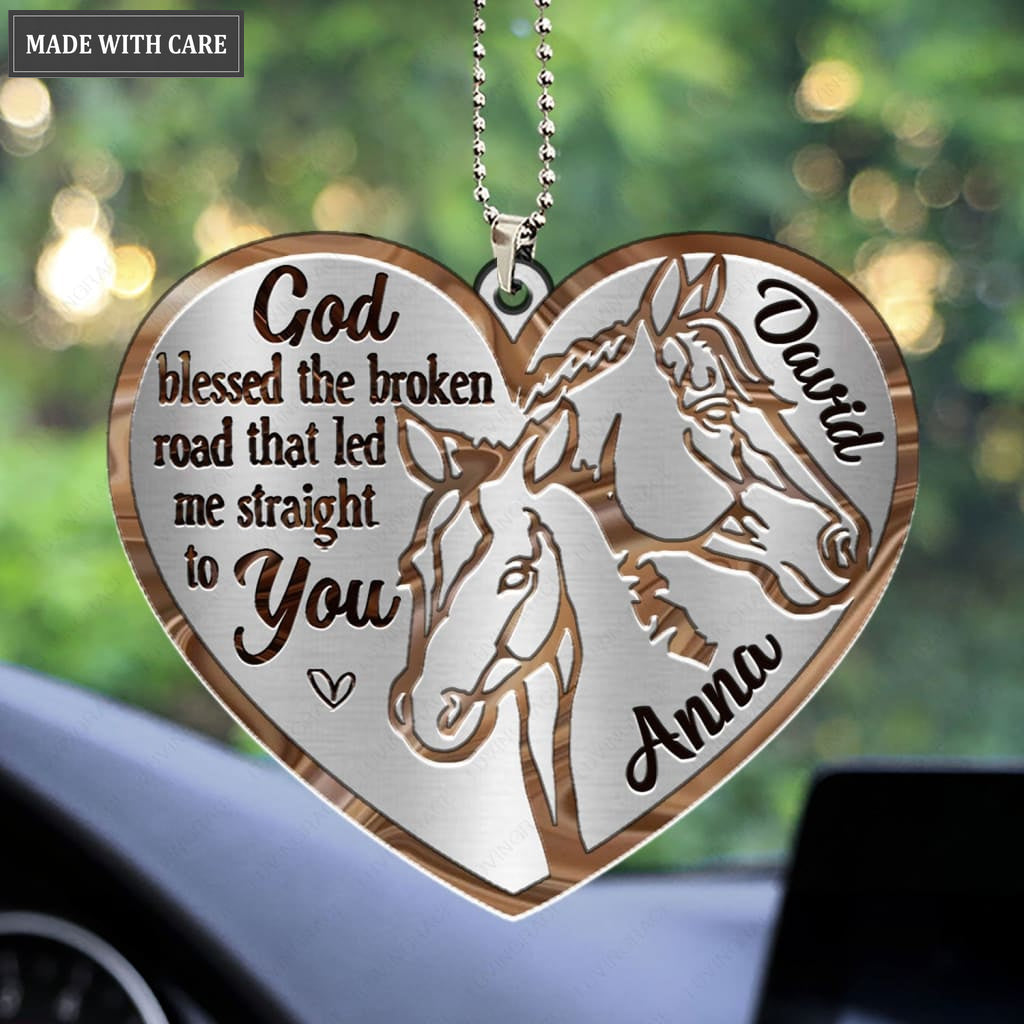 Printfamily M109 Horse Couple God Blessed Personalized Ornament