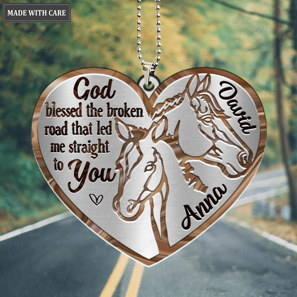 Printfamily M109 Horse Couple God Blessed Personalized Ornament