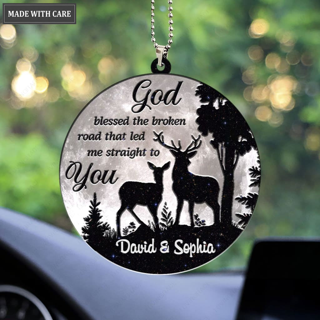 Printfamily M111 Deer Couple God Blessed Personalized Ornament