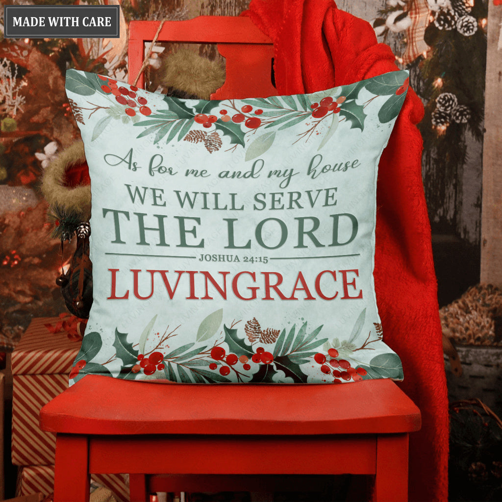 Christmas Floral As For Me And My House Personalized Pillow