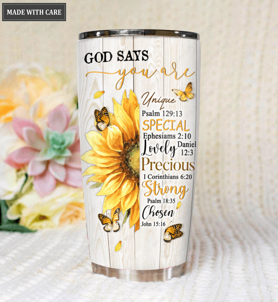 Sunflower Boots God Says Personalized Tumbler