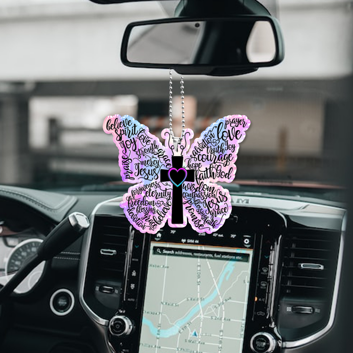 Hologram Butterfly Christian Cross Ornament Gift Bible Verse Christmas Ornament Car Hanging