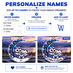 Personalized Names Blue Owl Couple Moon Ornament – Anniversary Keepsake