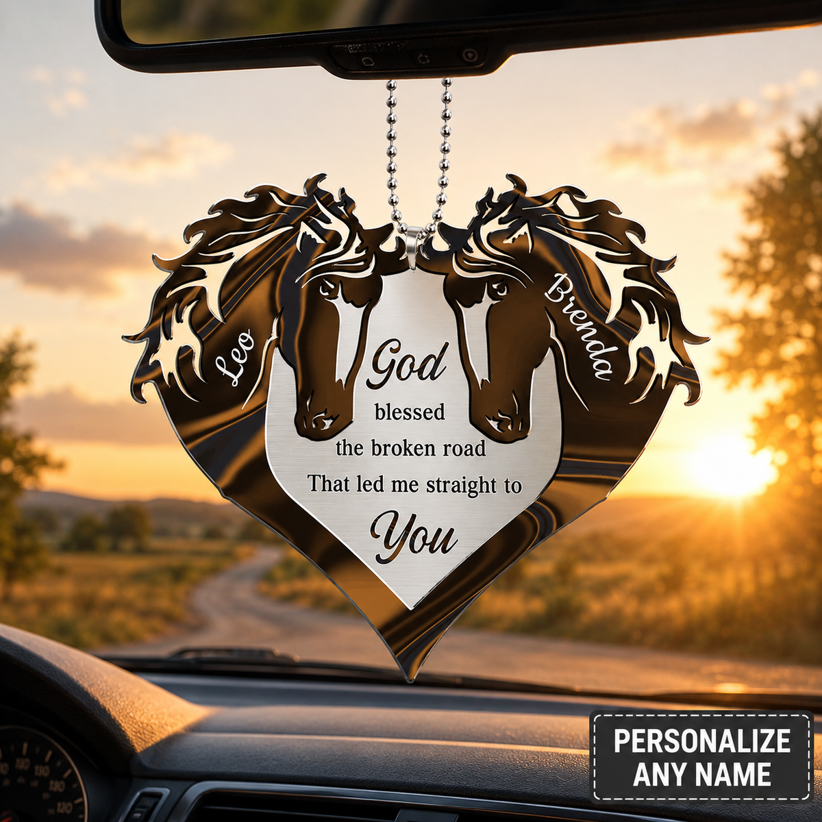Couple Horse Heart God Blessed Personalized Ornament, Custom Name Heart Ornament, Couple Gift, Horse Lover Gift, Anniversary Gift