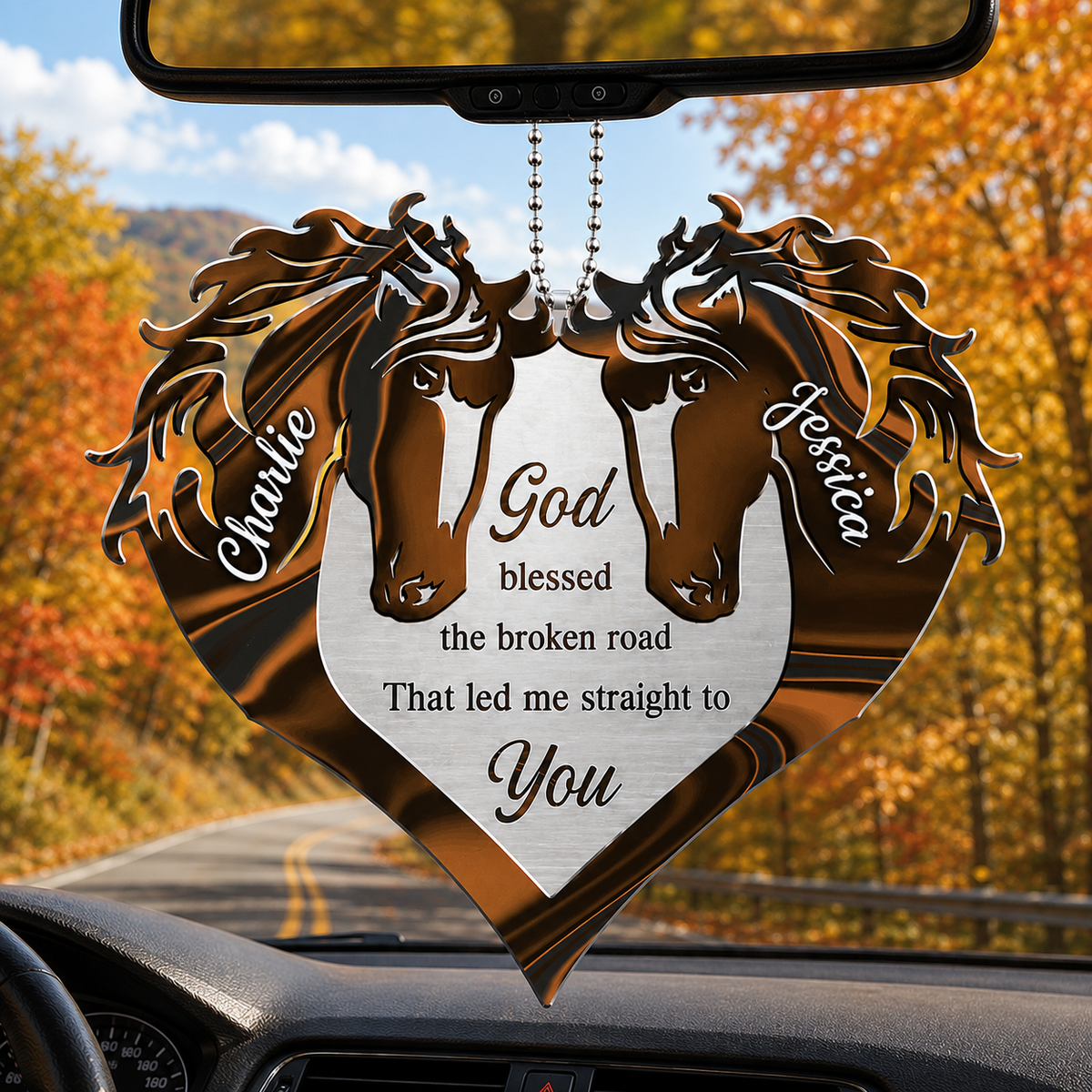 Couple Horse Heart God Blessed Personalized Ornament, Custom Name Heart Ornament, Couple Gift, Horse Lover Gift, Anniversary Gift