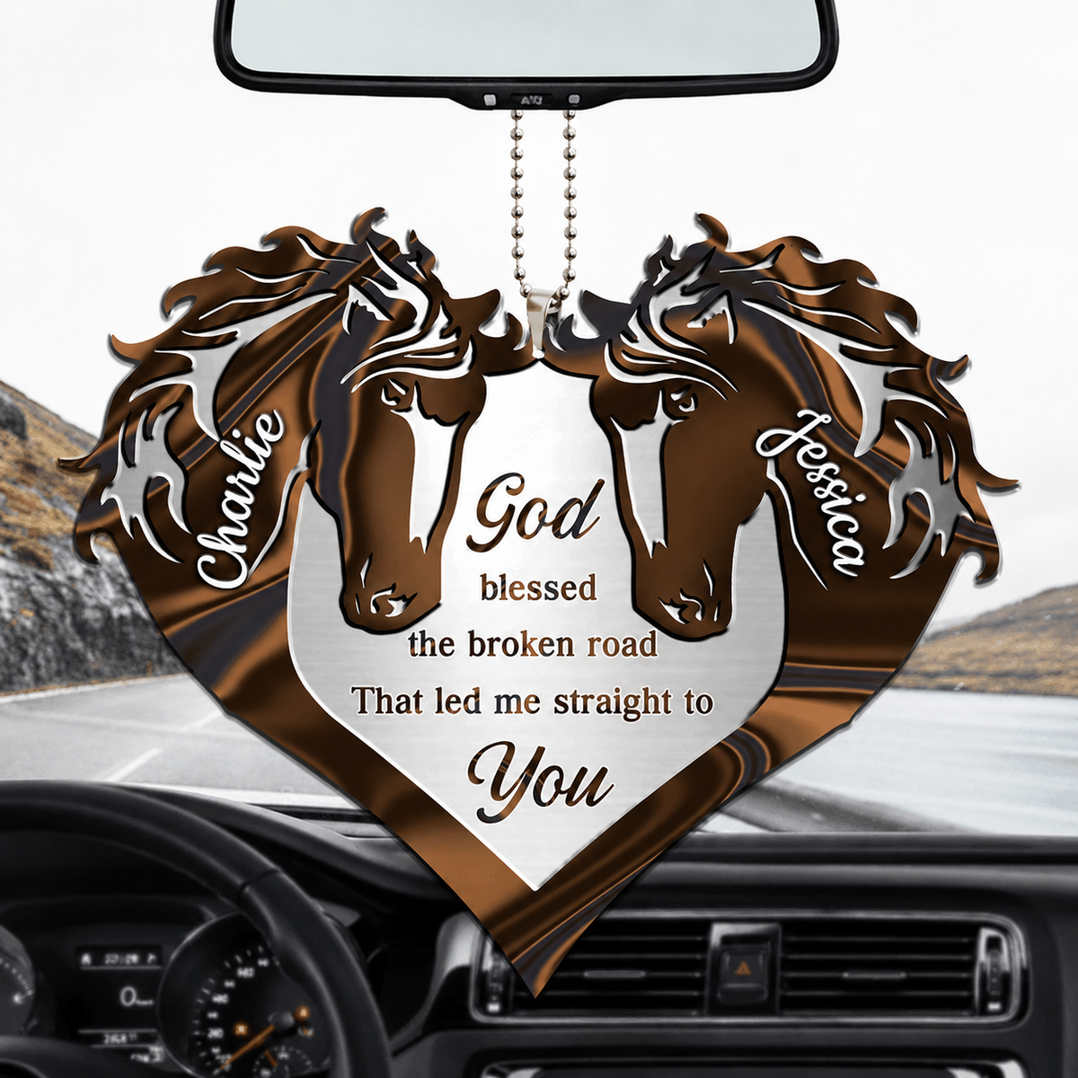 Couple Horse Heart God Blessed Personalized Ornament, Custom Name Heart Ornament, Couple Gift, Horse Lover Gift, Anniversary Gift