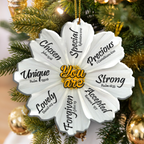 White Cosmos Flower Christian You Are Ornament Gift Bible Verse Christmas Ornament Car Hanging