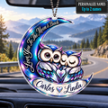 Personalized Names Blue Owl Couple Moon Ornament – Anniversary Keepsake