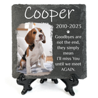 Custom Pet Photo Goodbyes Are Not The End Custom Dog Memorial Stone, Pet Memorial Gifts - Personalized Custom Memorial Tombstone