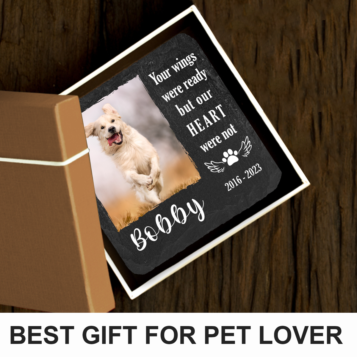 Dog Paw And Pet Photo Your Wings Were Ready Custom Dog Memorial Stone, Pet Memorial Gifts - Personalized Custom Memorial Tombstone