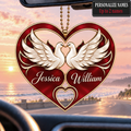 Personalized Names Dove Couple Red Heart Ornament – Anniversary Gift