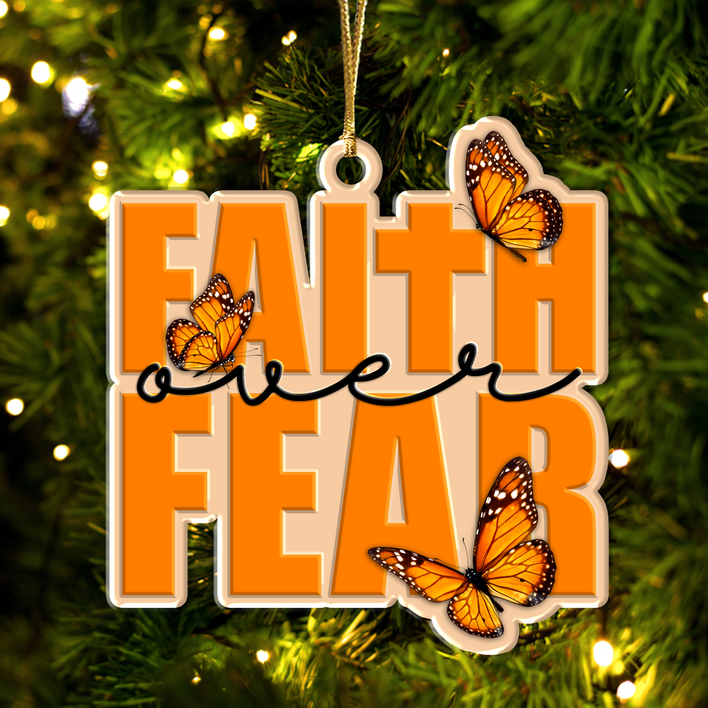 Faith Over Fear Butterflies Christian Ornament Gift Christmas Ornament Car Hanging