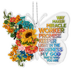Colorful Flowers Butterfly Way Maker Christian Ornament Gift Christmas Acrylic Transparent Ornament Car Hanging