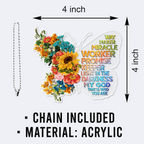 Colorful Flowers Butterfly Way Maker Christian Ornament Gift Christmas Acrylic Transparent Ornament Car Hanging