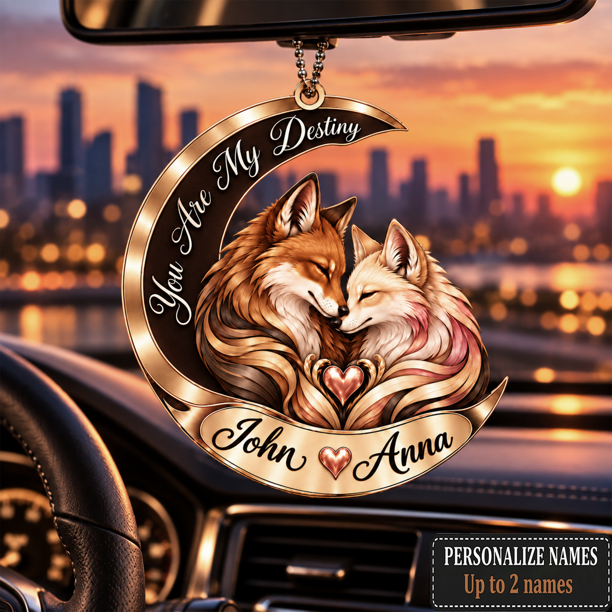 Personalized Names You Are My Destiny Fox Couple Ornament – Gift for Anniversary