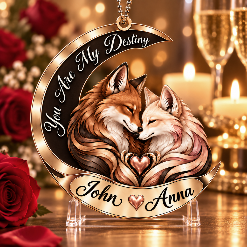 Personalized Names You Are My Destiny Fox Couple Ornament – Gift for Anniversary