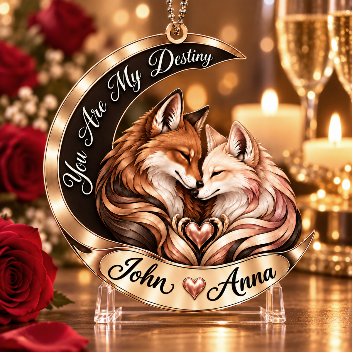 Personalized Names You Are My Destiny Fox Couple Ornament – Gift for Anniversary