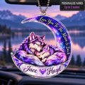 Personalized Names Love You to the Moon & Back Purple Crystal Wolf Couple Ornament – Anniversary Gift