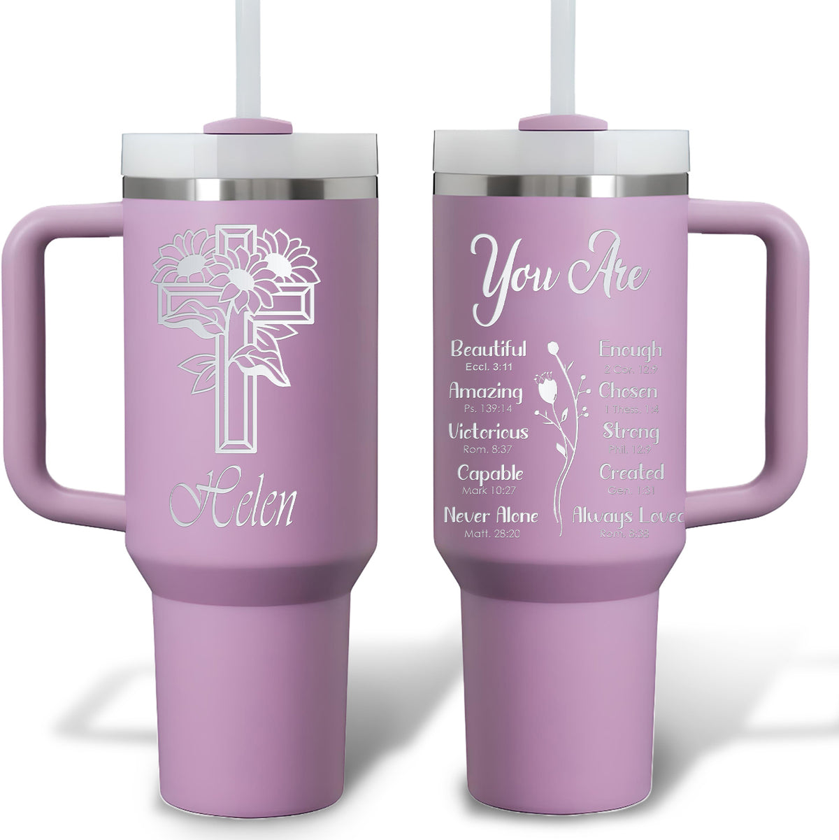 You Are Bible Verse 40oz Personalized Tumbler Travel Cup - Birthday, Christmas Gifts for Women - Inspiration Gifts