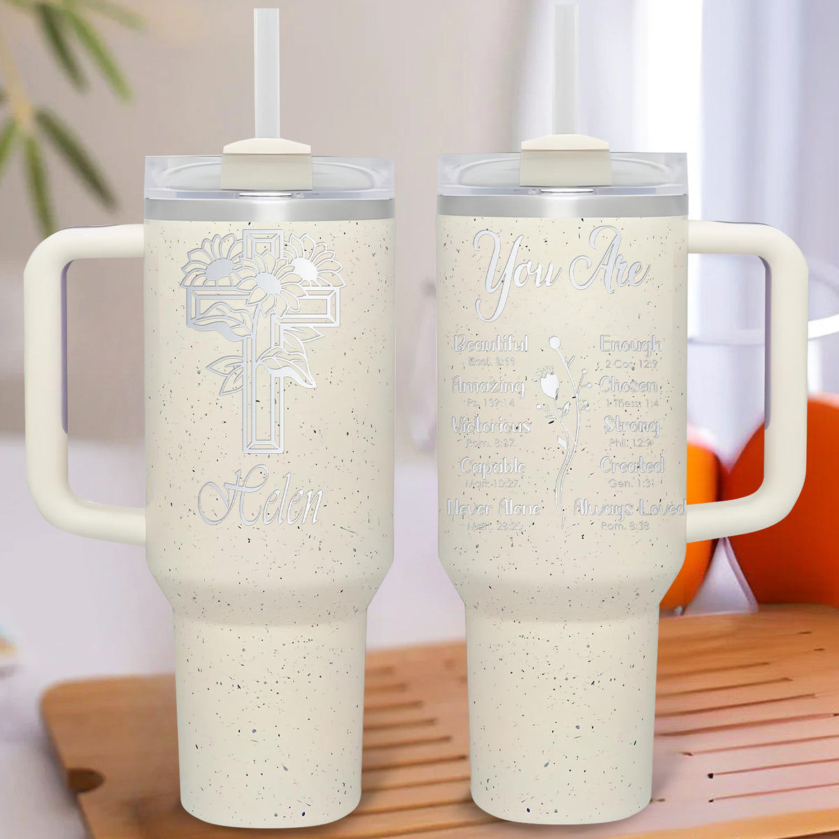 You Are Bible Verse 40oz Personalized Tumbler Travel Cup - Birthday, Christmas Gifts for Women - Inspiration Gifts