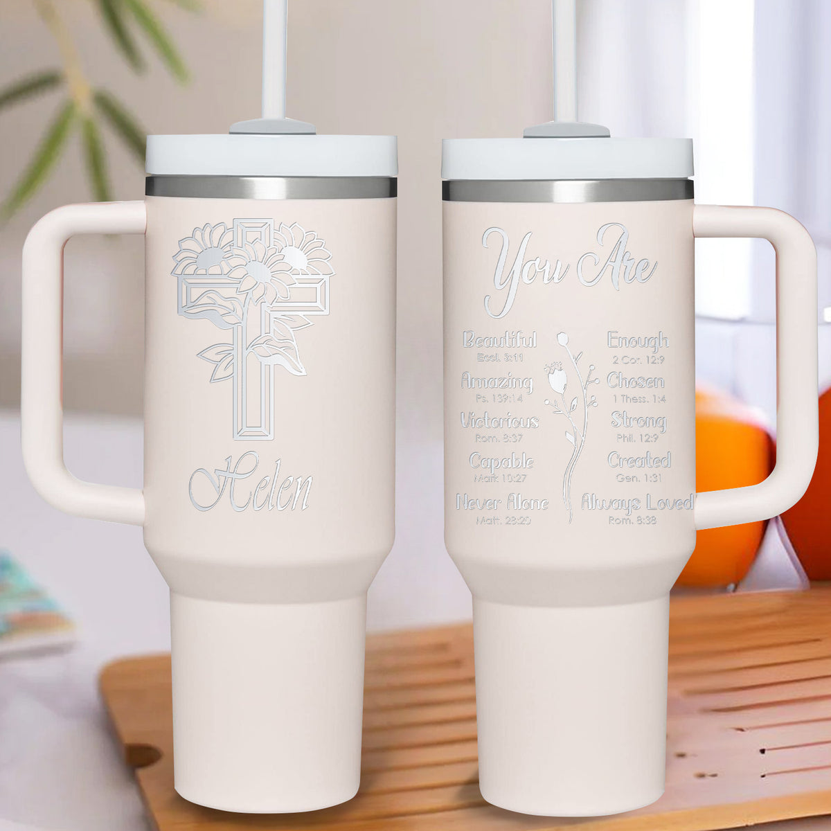 You Are Bible Verse 40oz Personalized Tumbler Travel Cup - Birthday, Christmas Gifts for Women - Inspiration Gifts