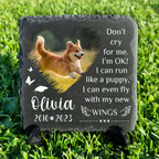 Heart Brush Pet Photo Don't Cry For Me Custom Dog Memorial Stone, Pet Memorial Gifts - Personalized Custom Memorial Tombstone