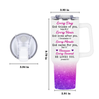 Colorful Butterfly Cross Inspirational Christian 40 Oz Tumbler With Handle - Personalized Stainless Steel Tumbler